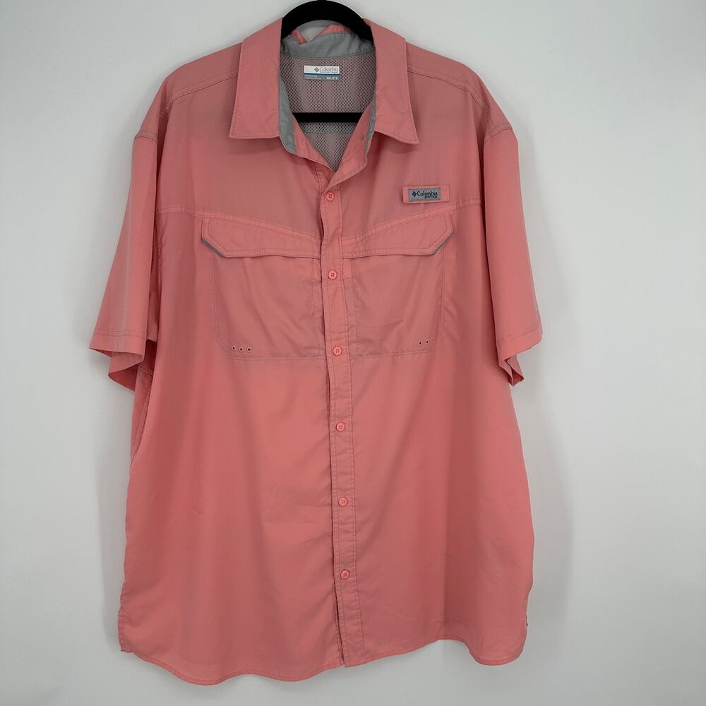 Columbia PFG Coral Button Front Pocket Utility Breathable Fishing Shirt XXL